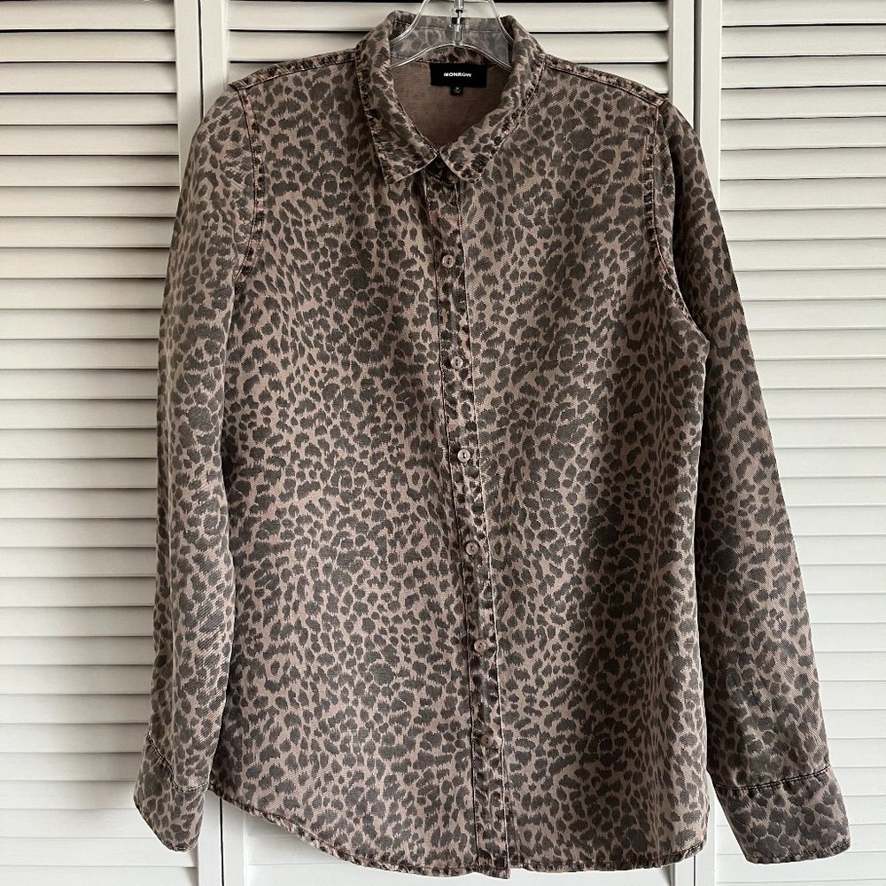 Monrow Mini Leopard Basic Shirt brown women’s medium rare